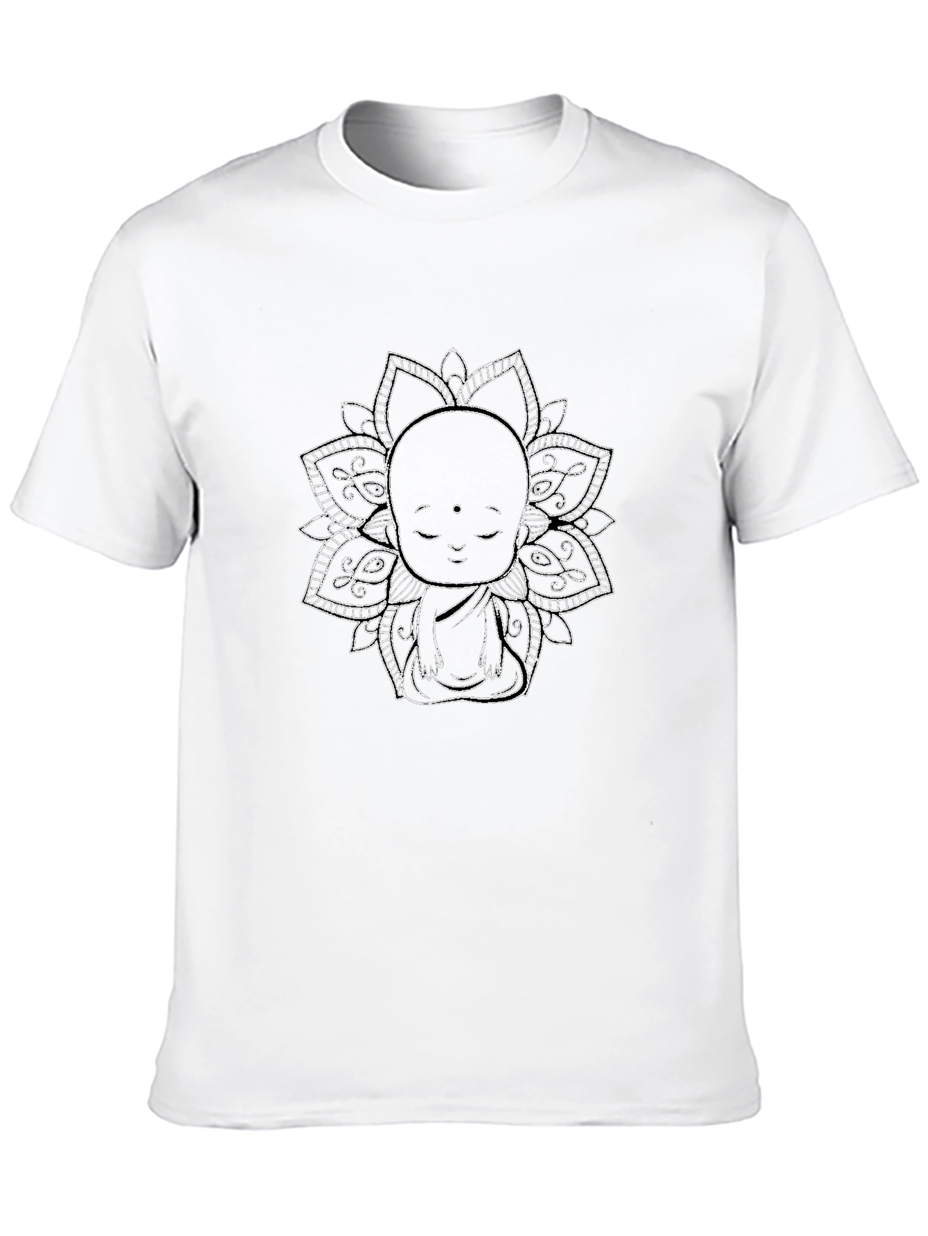 Zen Monk Mandala Graphic Black T-Shirt