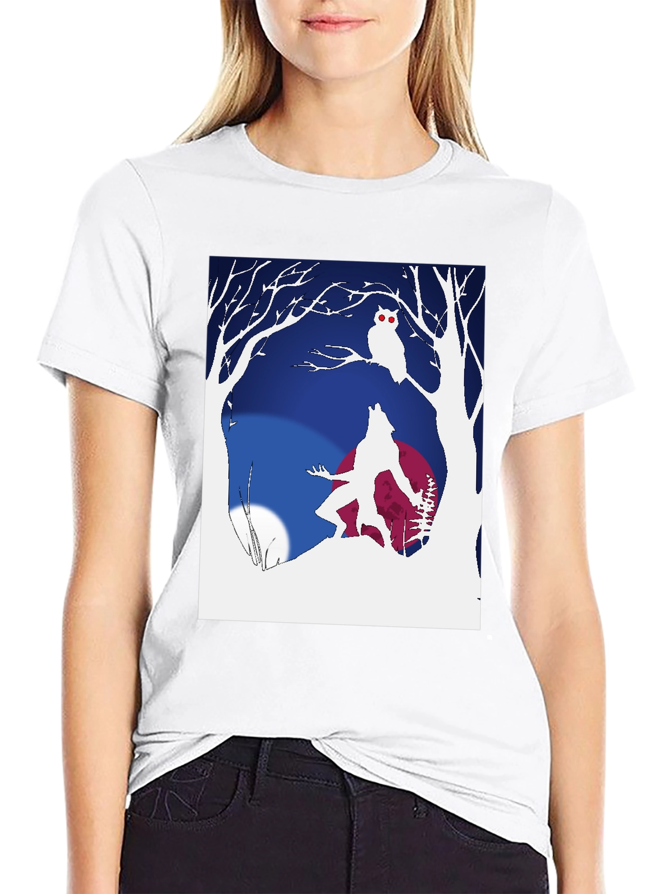 Werewolf & Owl Graphic Tee - Midnight Howl Design