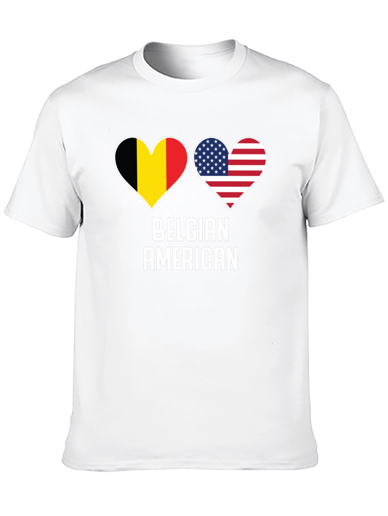 Belgian American Pride T-Shirt - Heart Flag Design