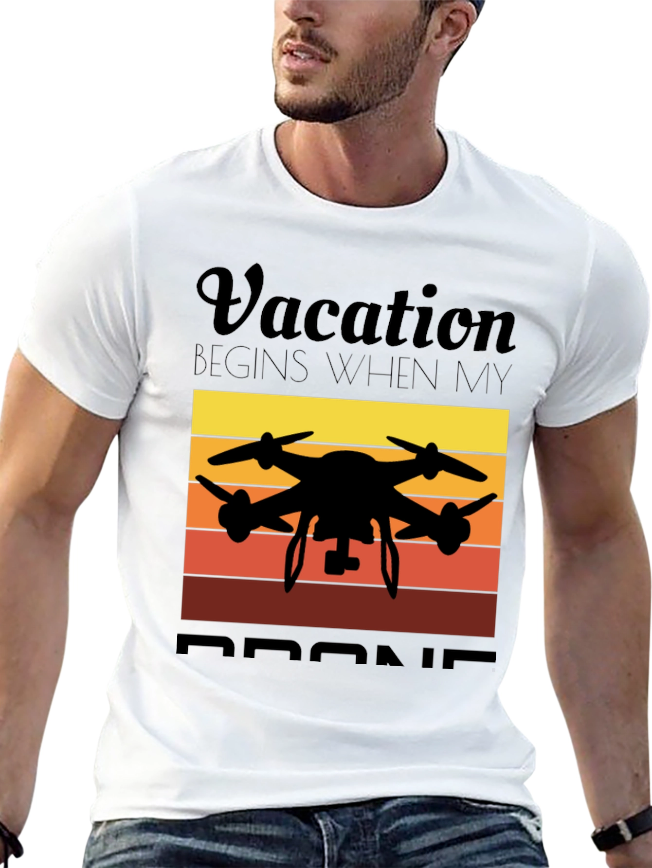 Vacation Begins When My Drone Black T-Shirt