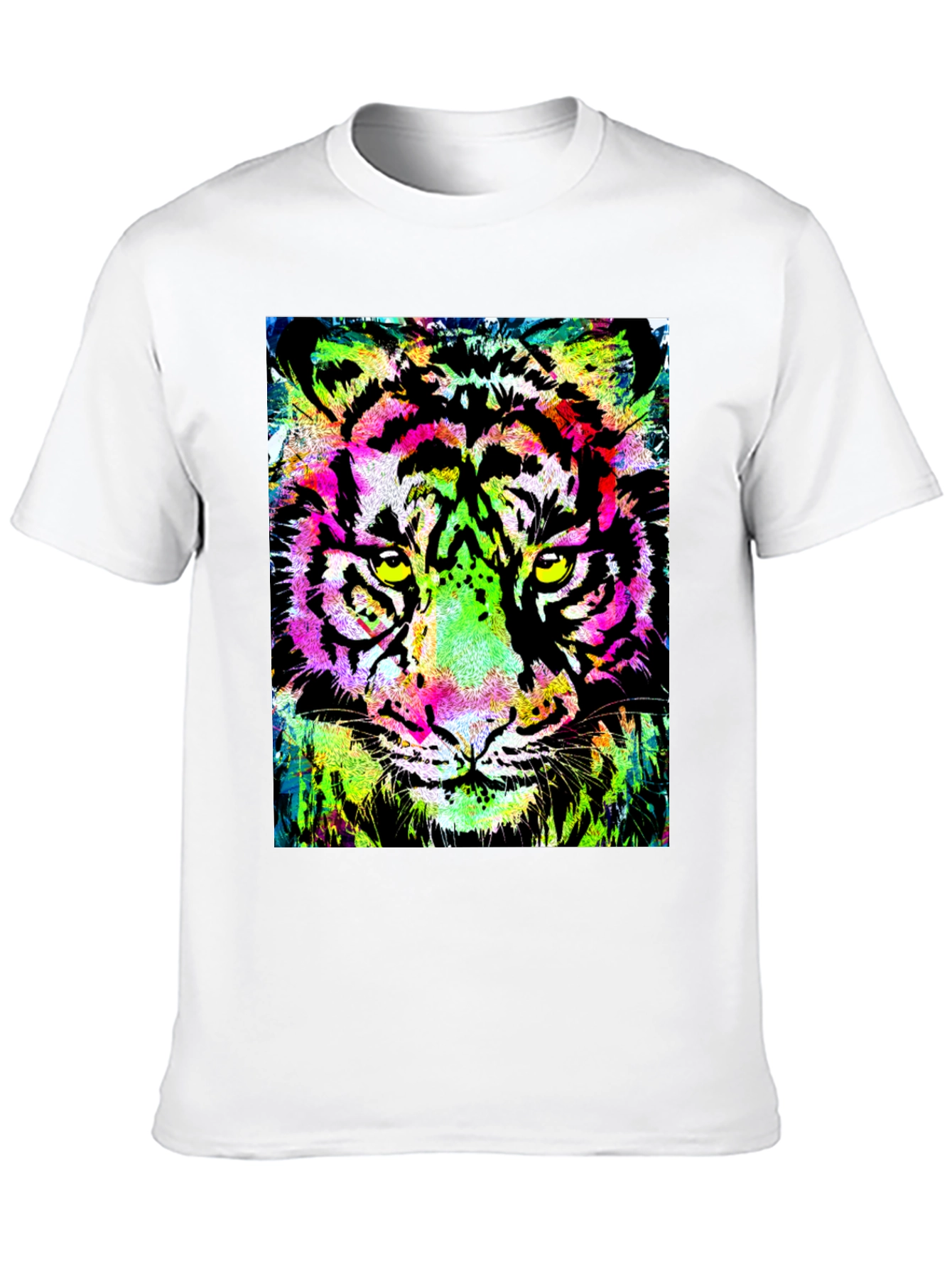 Vibrant Tiger Graphic Print Black T-Shirt