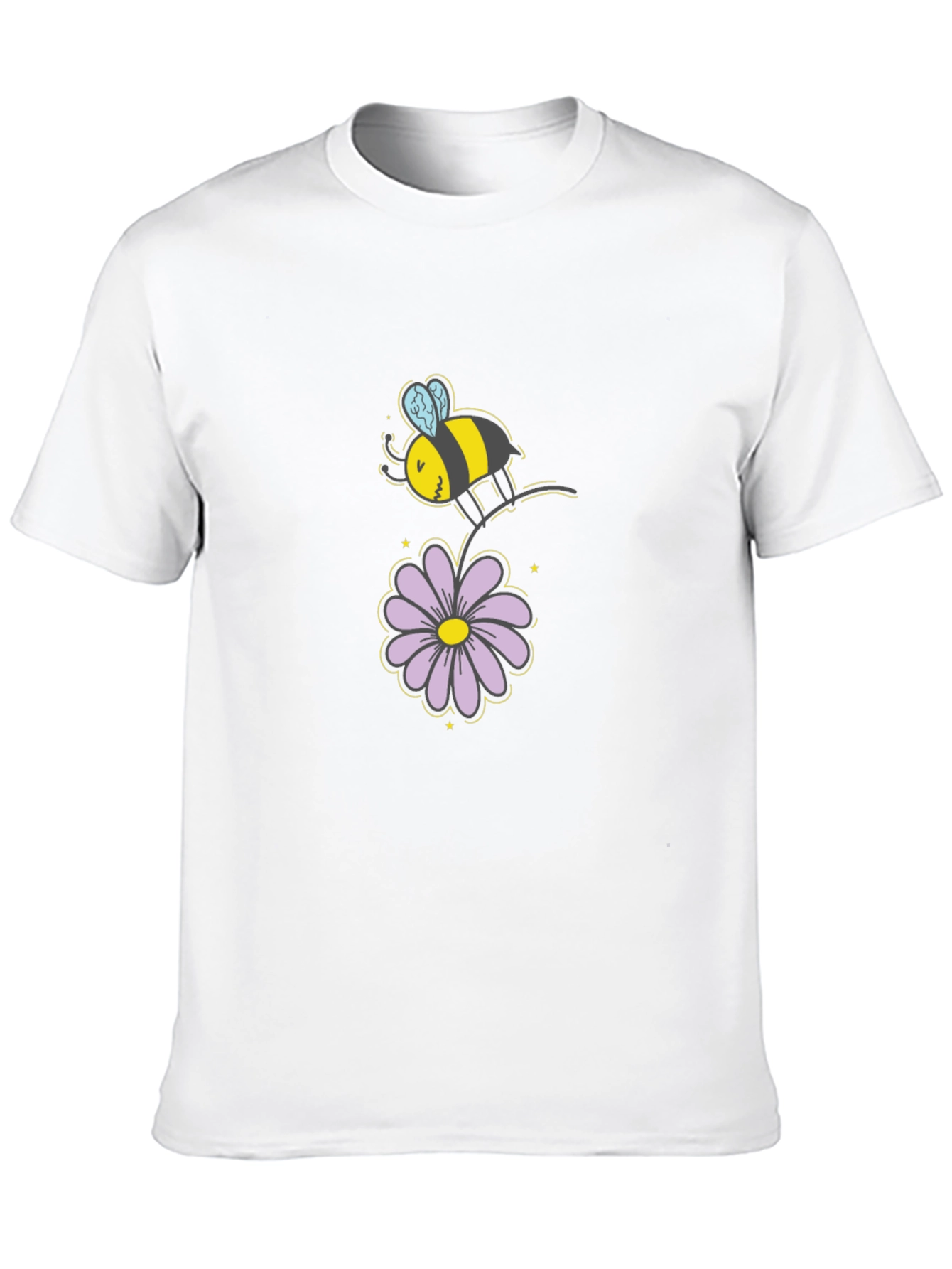 Bee and Flower Graphic T-Shirt - Black