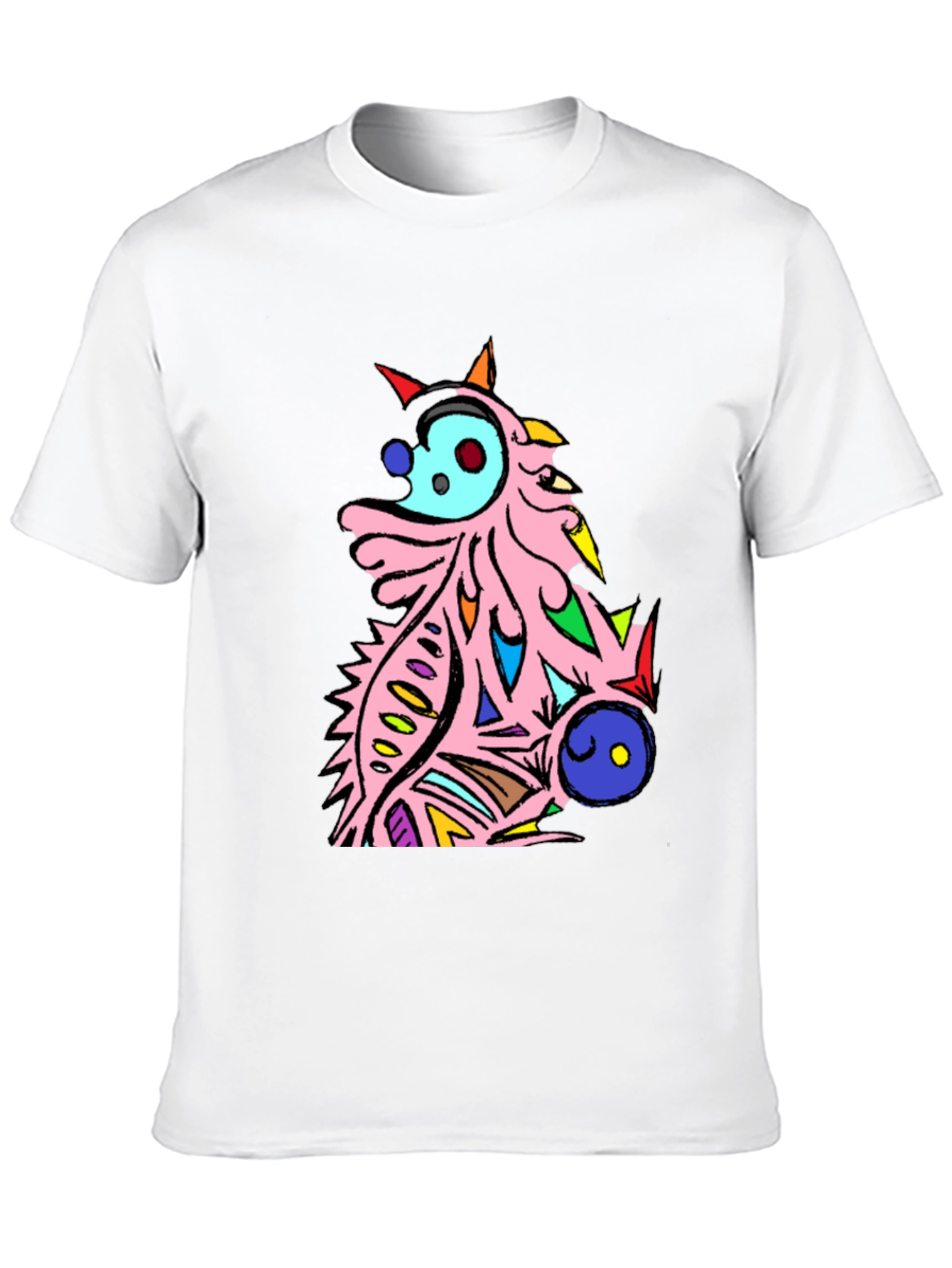 Abstract Cartoon Creature Graphic Tee - Black
