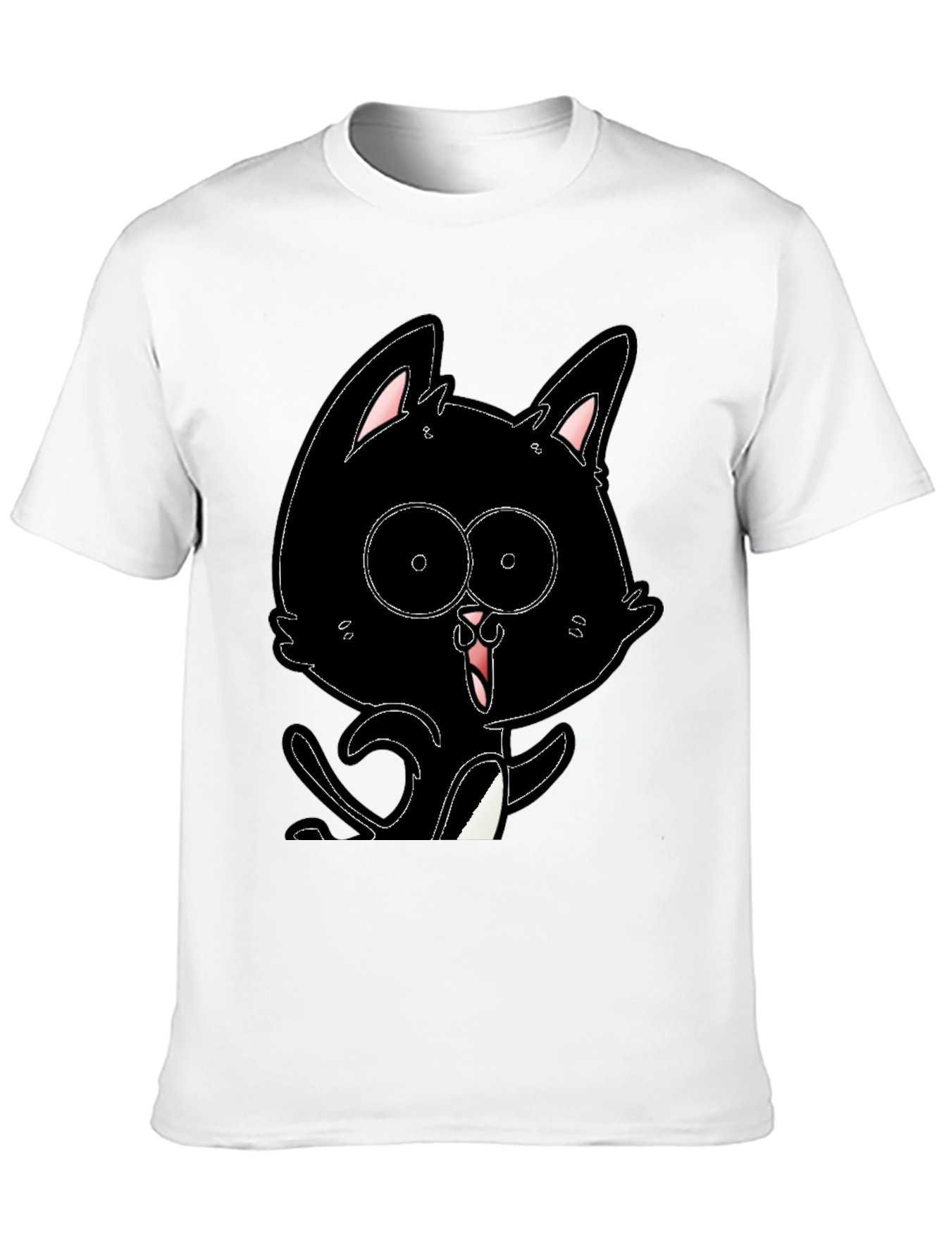 Black Cat Cartoon T-Shirt - Mens Graphic Tee