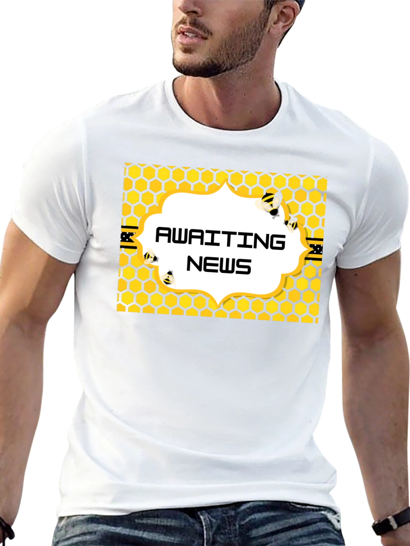 Awaiting News Bee Honeycomb T-Shirt