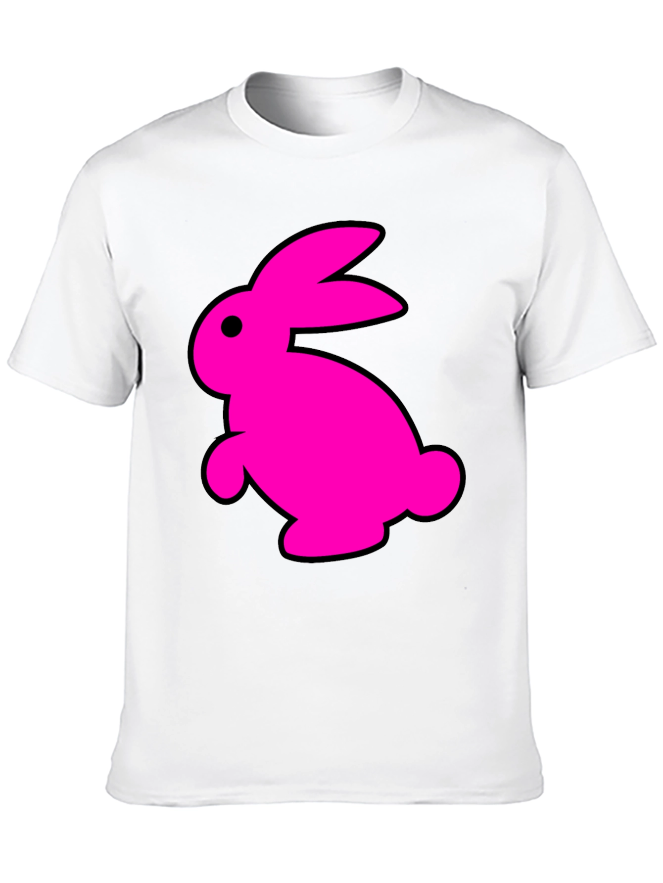Black T-Shirt with Fun Pink Rabbit Graphic