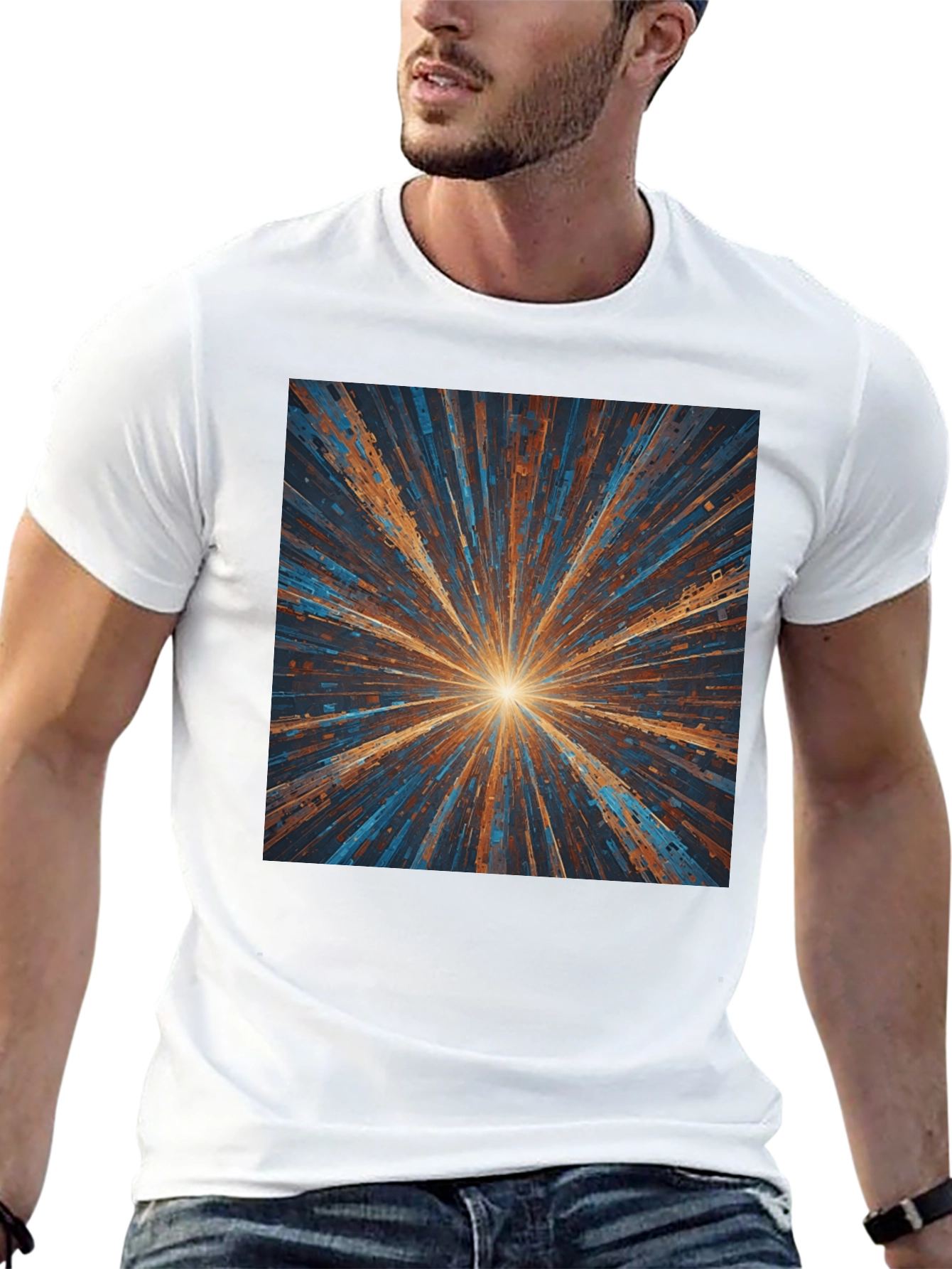 Abstract Burst Graphic Black T-Shirt