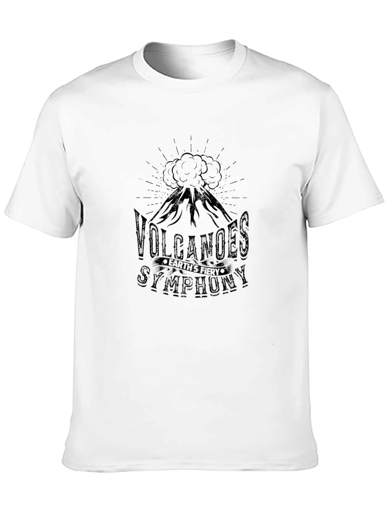 Volcanoes Symphony Mens Black Graphic T-Shirt
