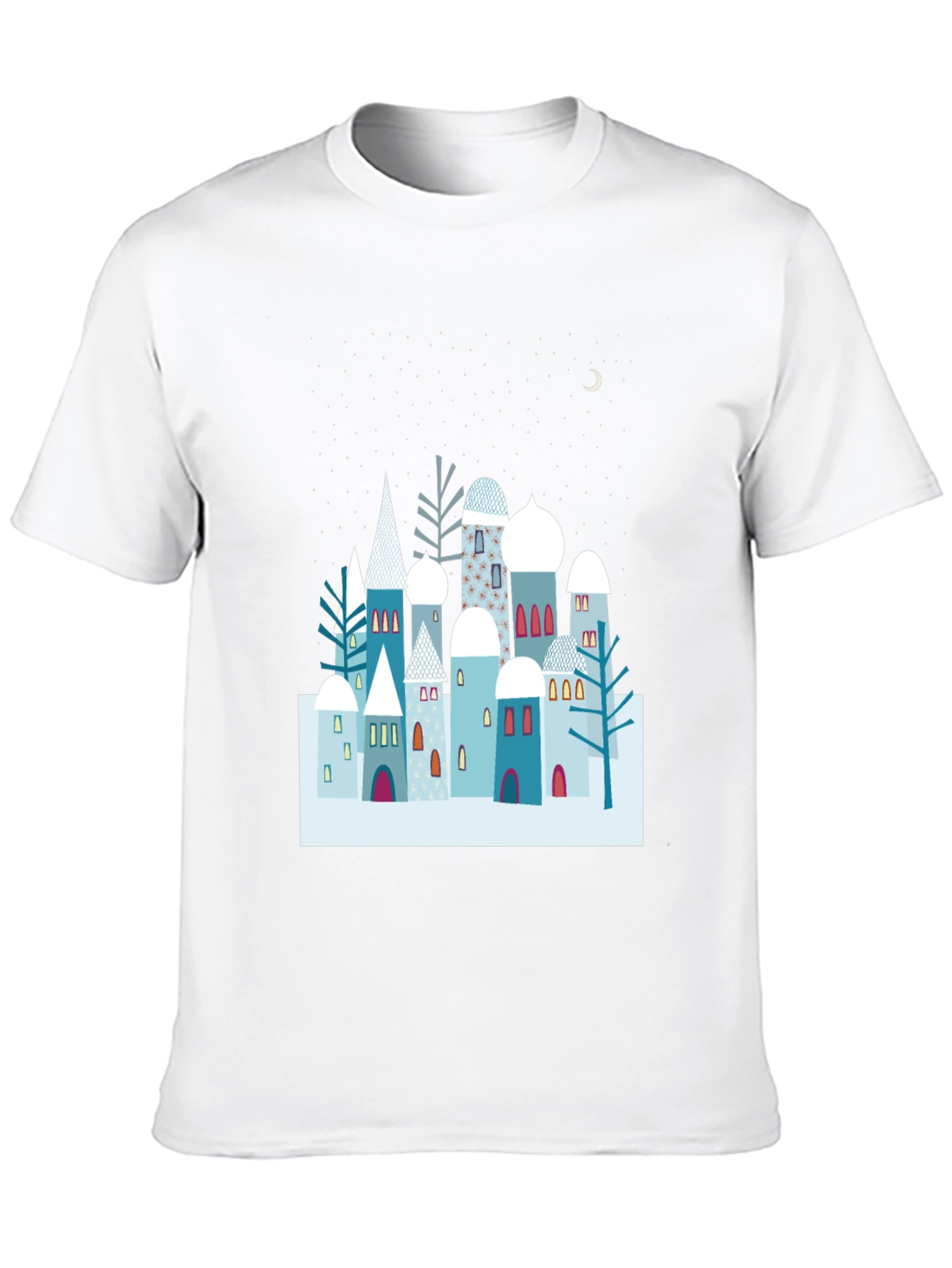 Winter Village Graphic Tee - Unique Design Soft Cotton
