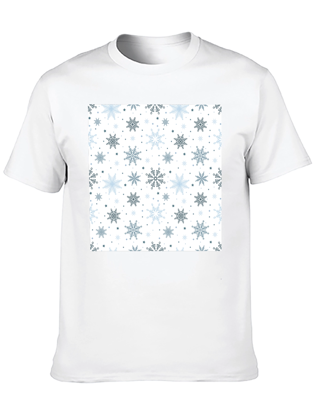 Winter Snowflake Pattern Black T-Shirt