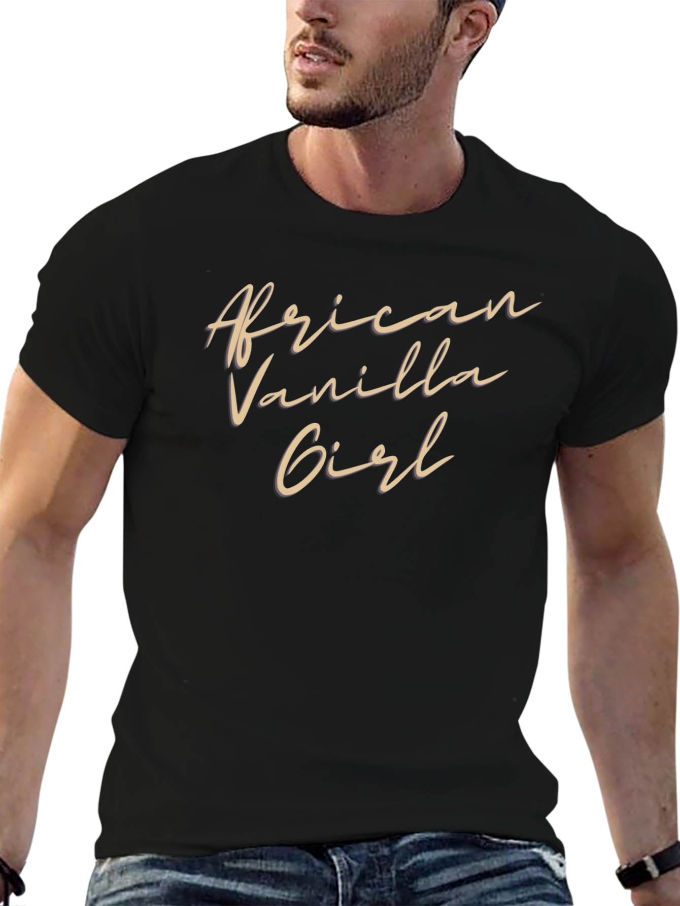 African Vanilla Girl Black Graphic Tee