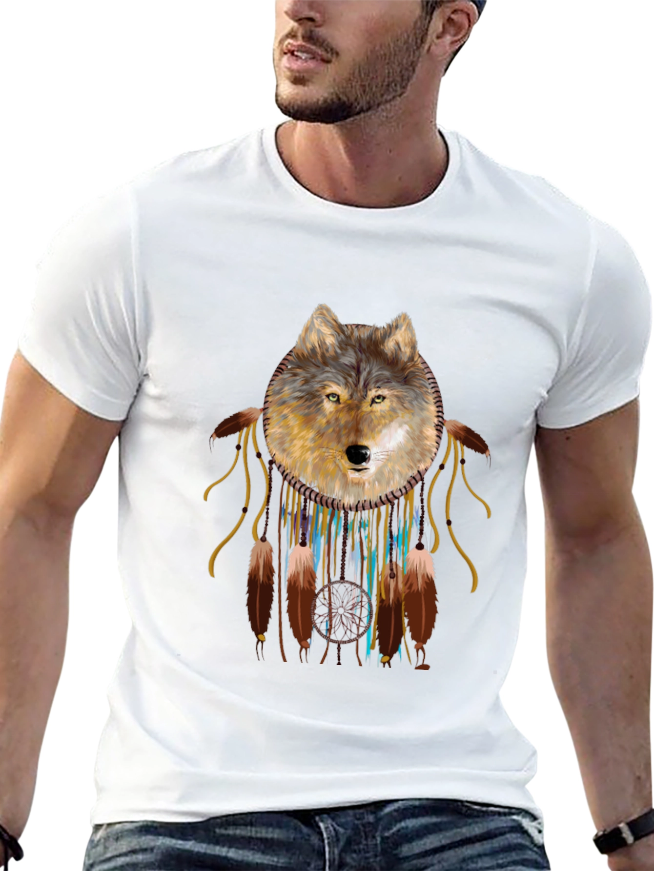 Wolf Dreamcatcher Graphic Tee - Black
