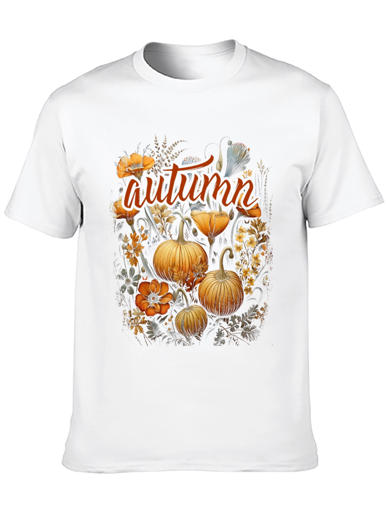 Autumn Pumpkin Floral Graphic T-Shirt
