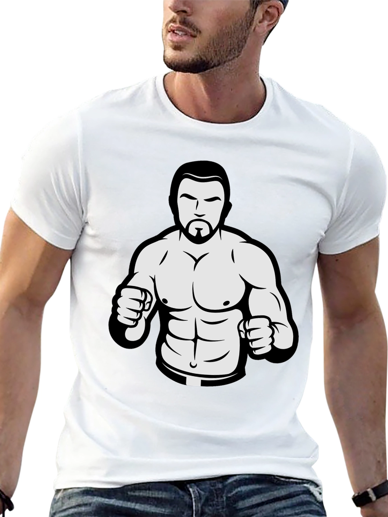 Black Graphic Tee - Cartoon Wrestler