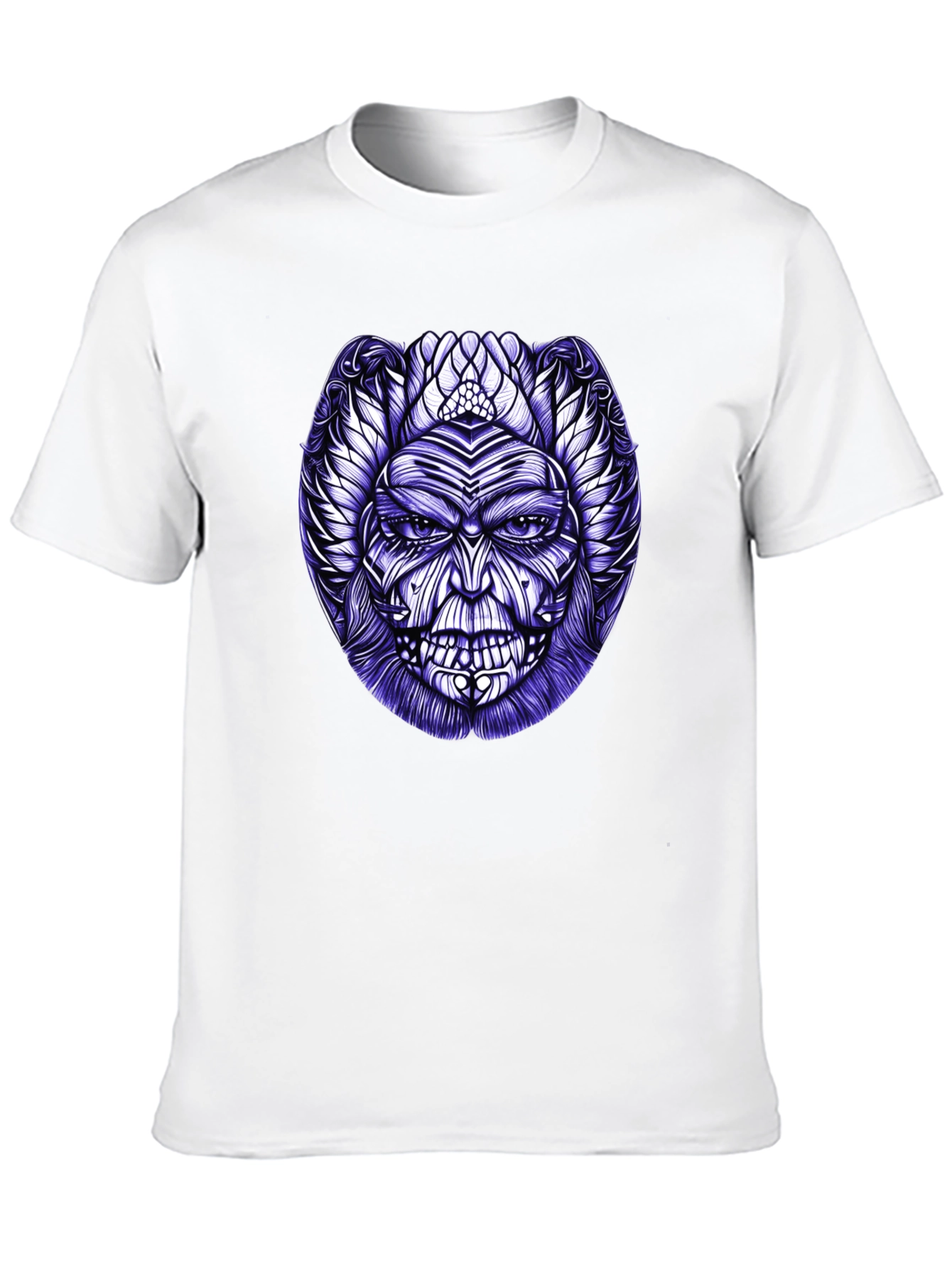 Tribal Mask Graphic Tee - Black Cotton Blend