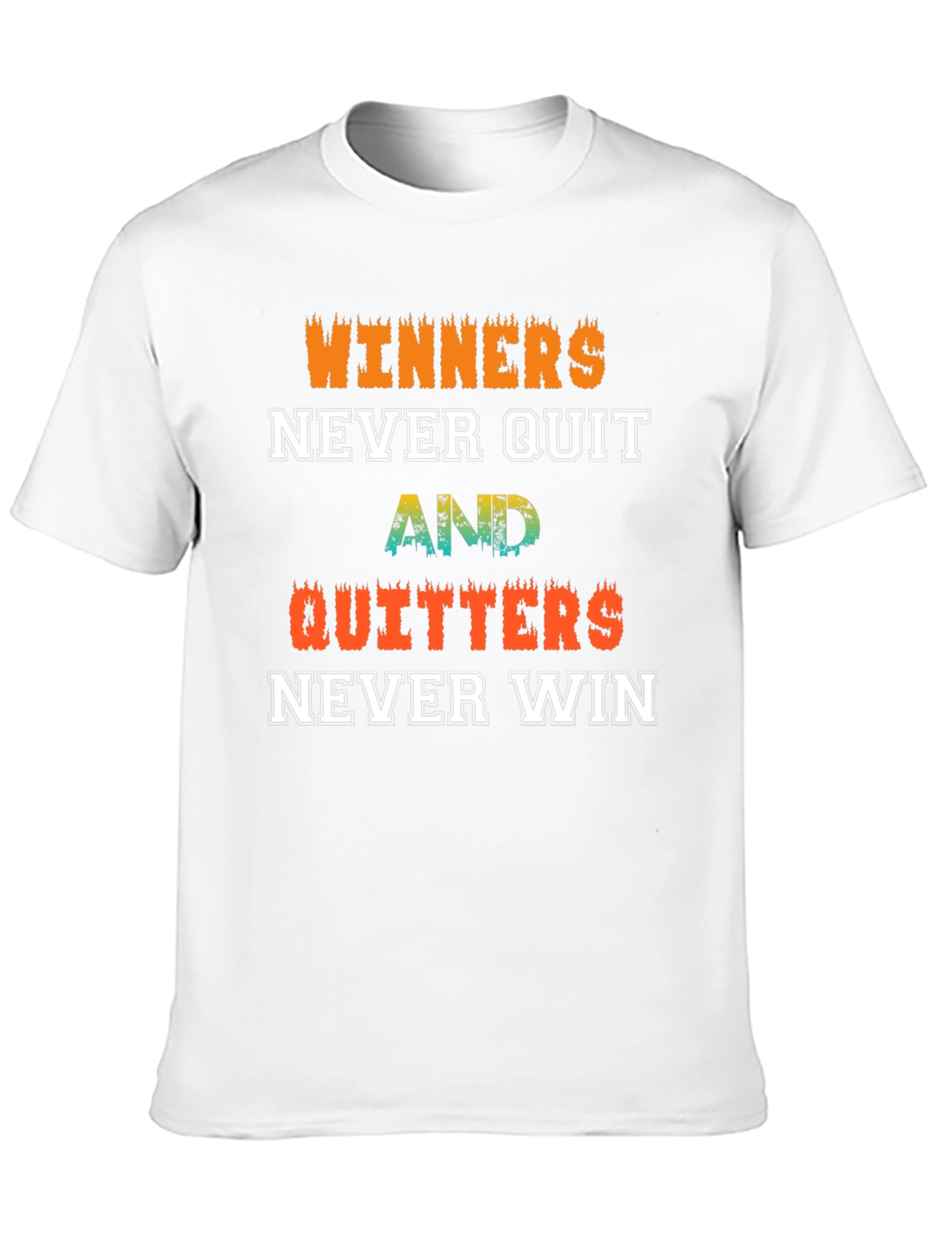 Winners Never Quit Motivational Black T-Shirt