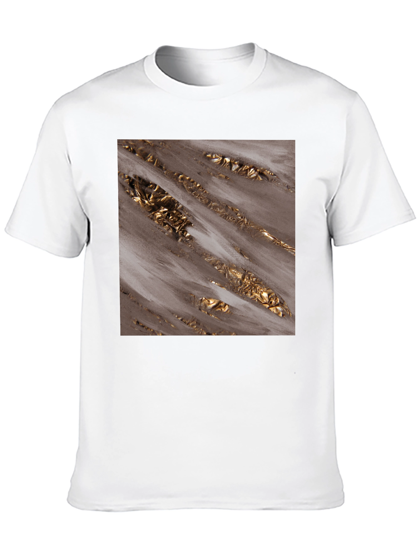 Abstract Gold Foil Print Black T-Shirt