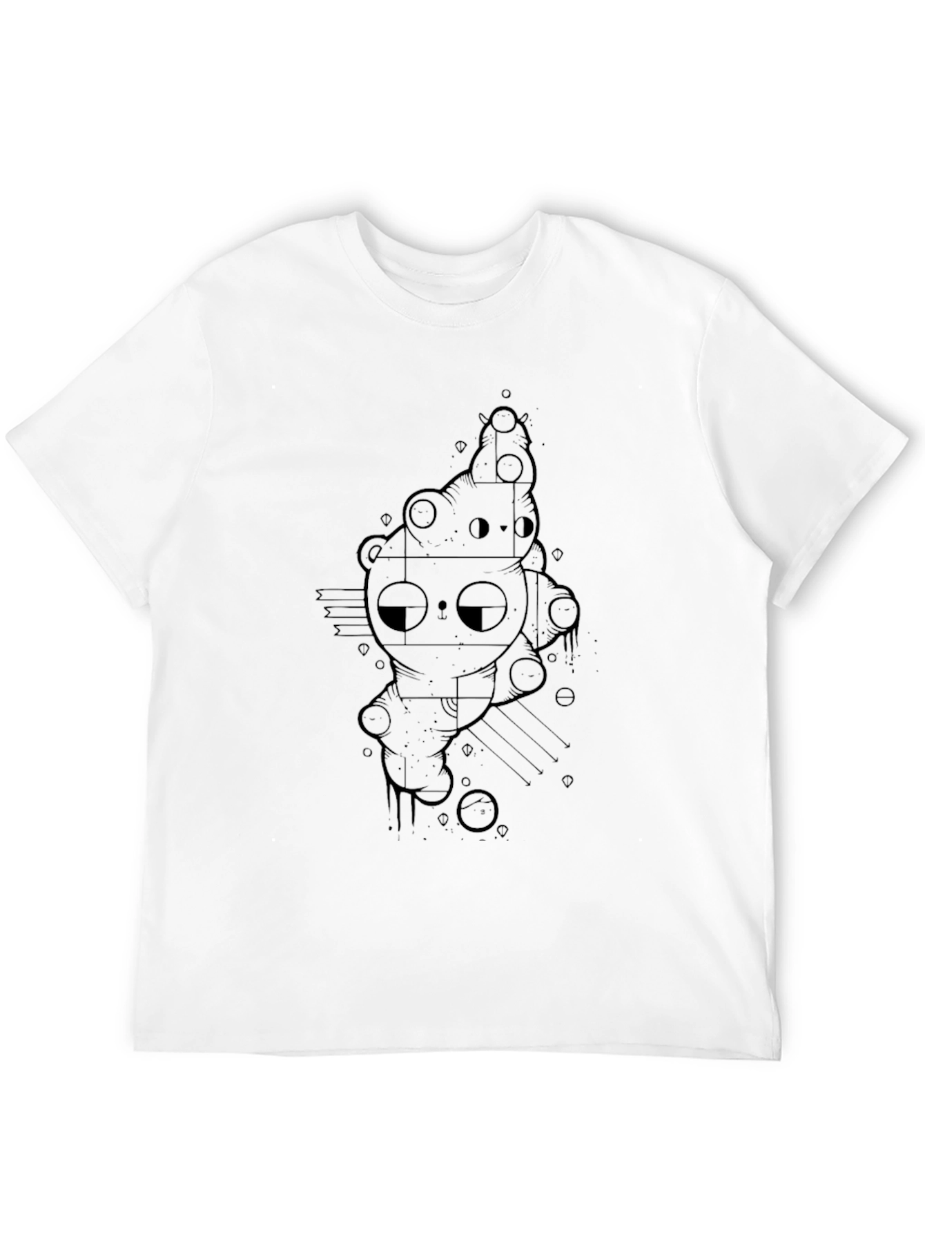 Black Graphic Tee - Abstract Bear Design