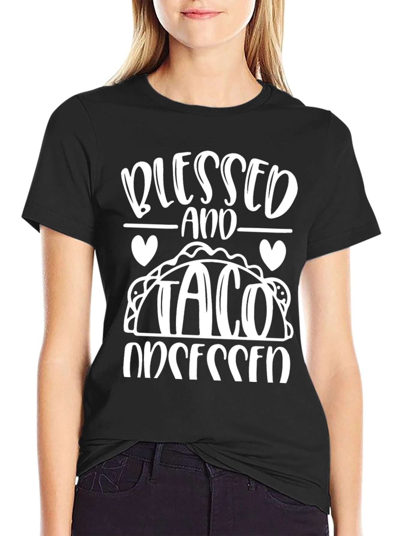 Blessed and Taco Obsessed Black T-Shirt