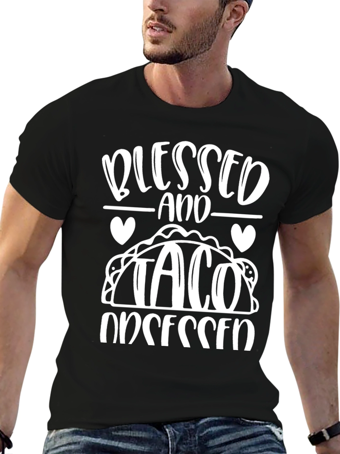 Blessed and Taco Obsessed Black T-Shirt