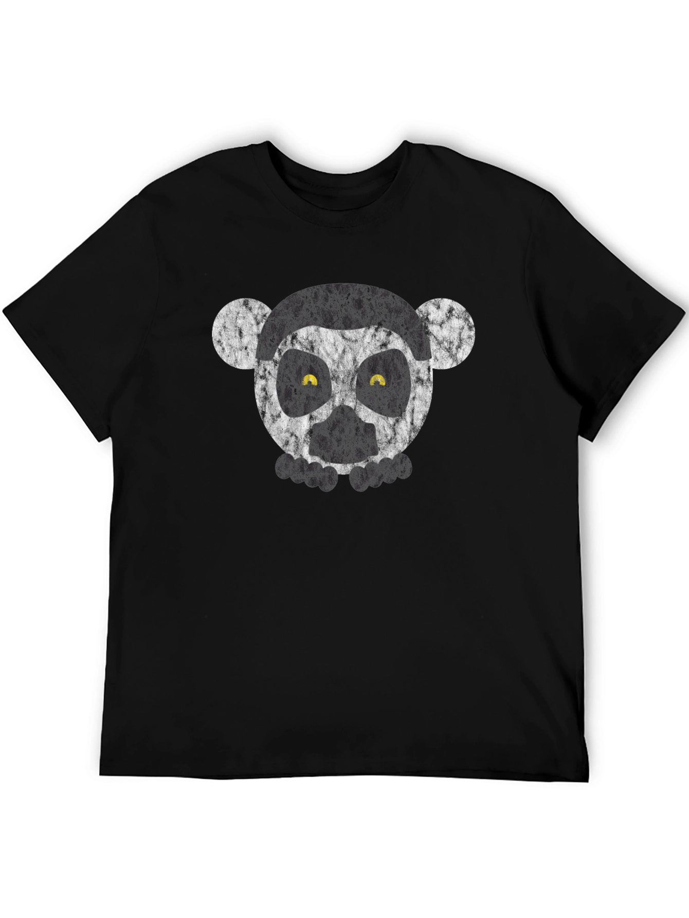 Black T-Shirt with Lemur Face Graphic