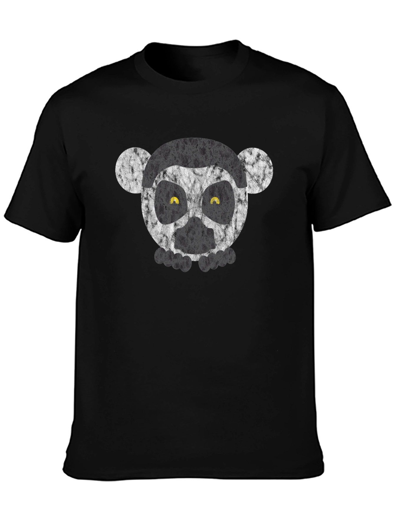 Black T-Shirt with Lemur Face Graphic