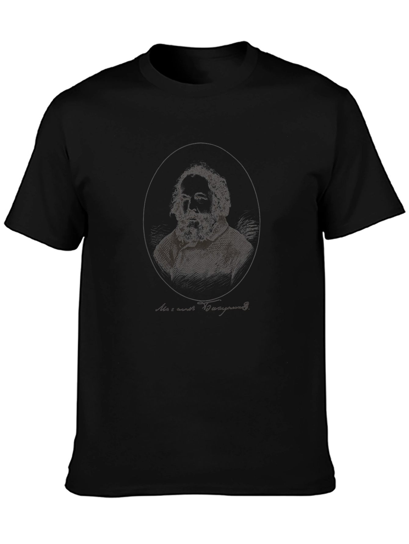 Walt Whitman Portrait Graphic Tee - Black