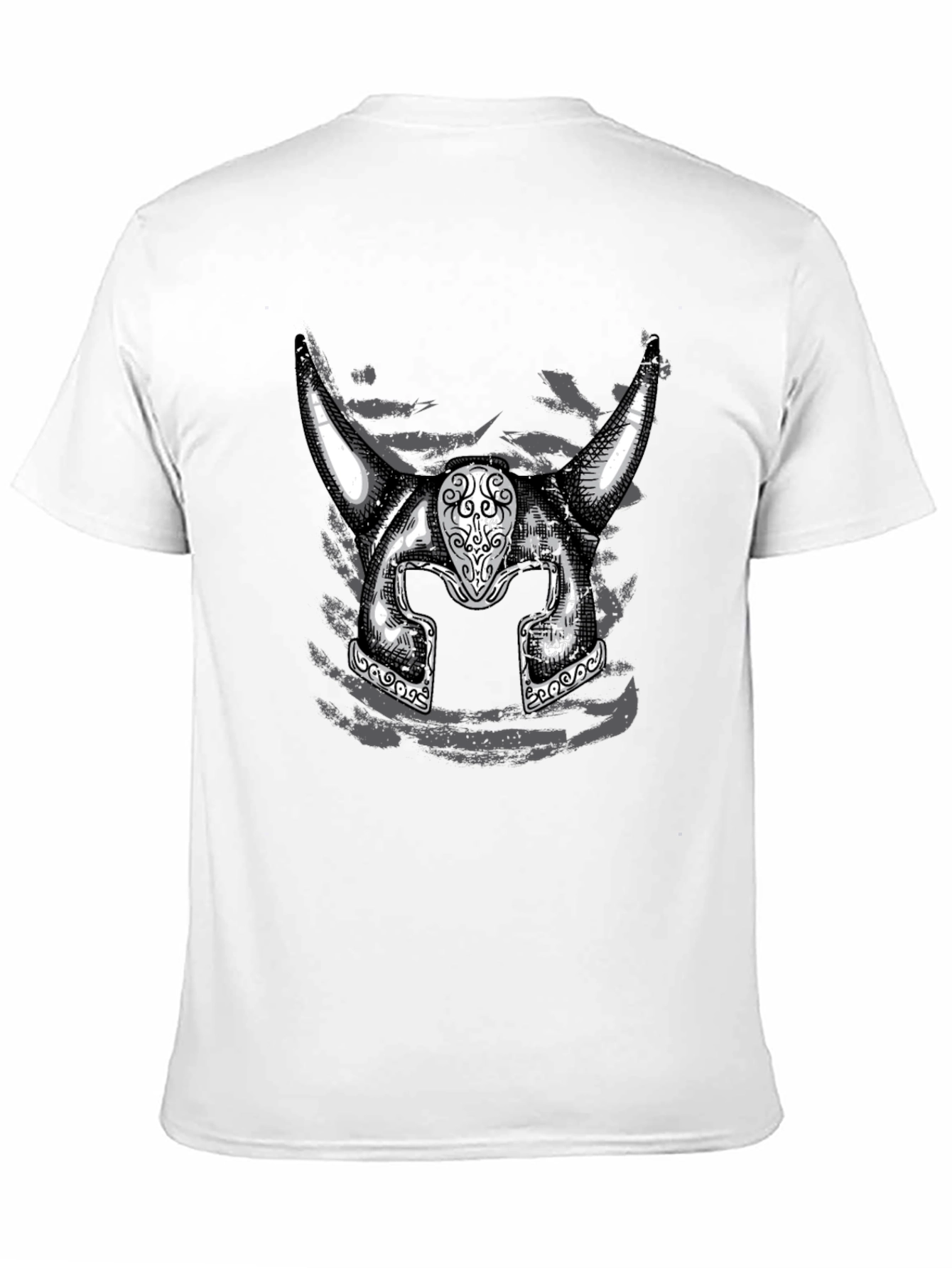 Viking Helmet Graphic Tee - Black Cotton Shirt