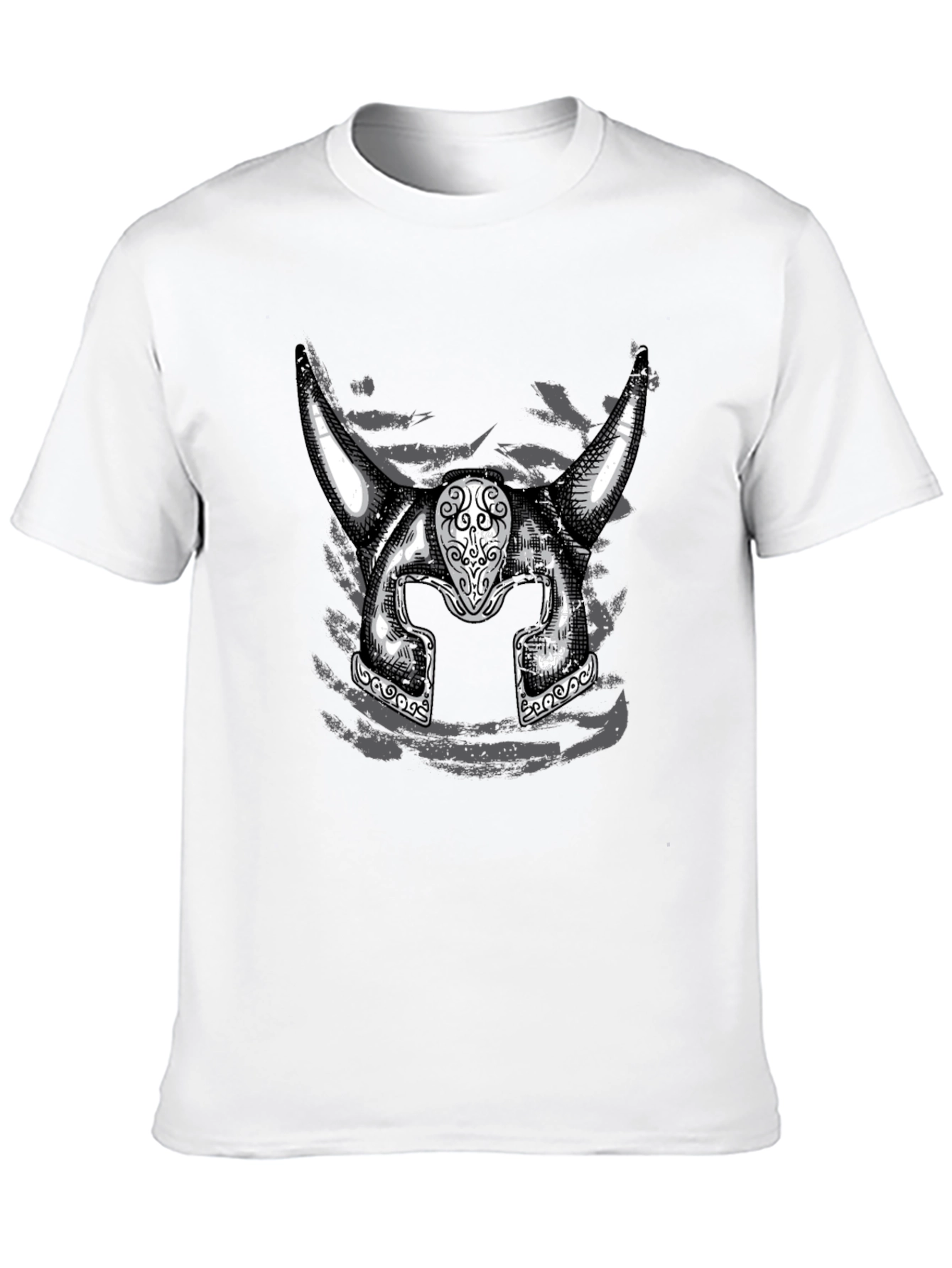 Viking Helmet Graphic Tee - Black Cotton Shirt