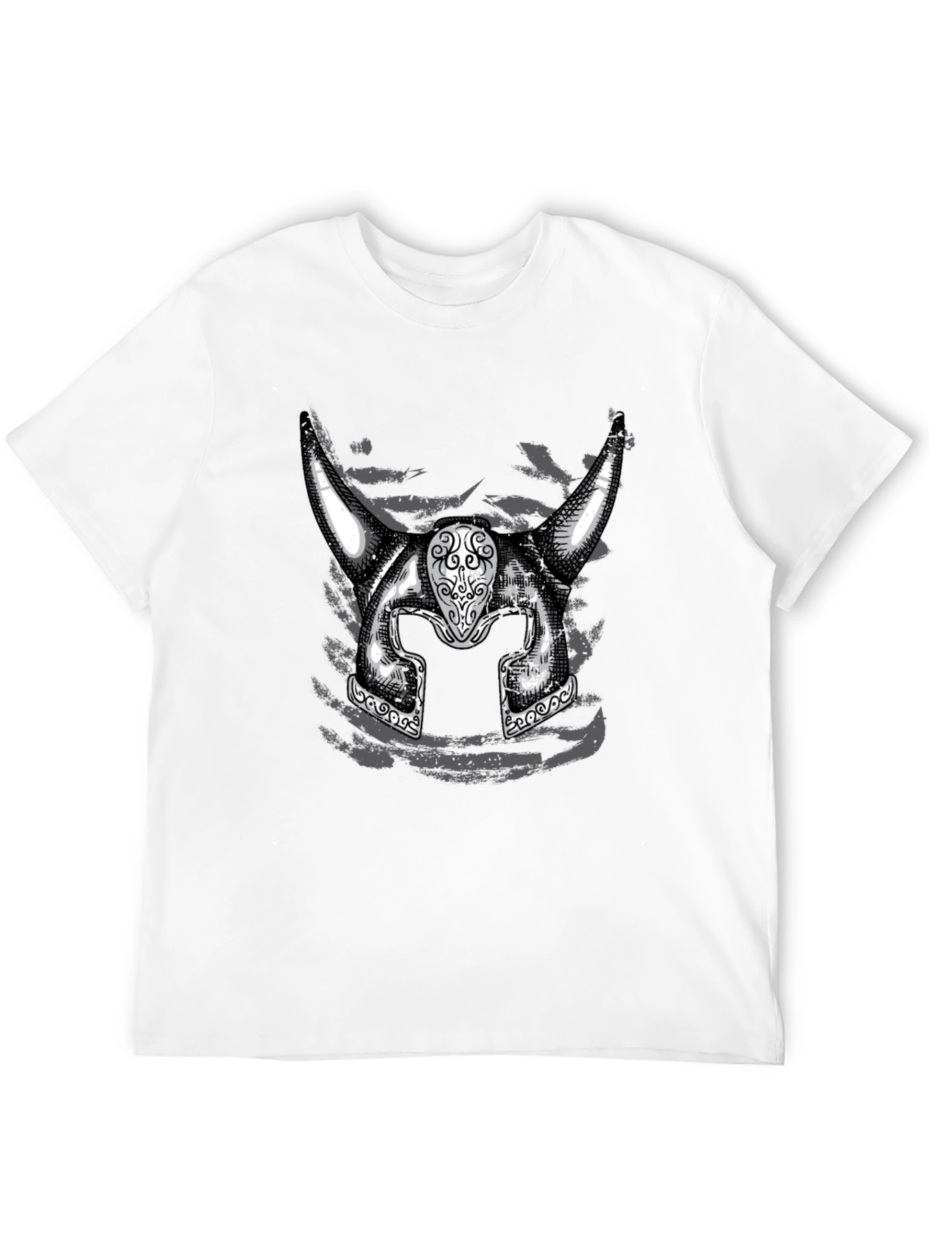 Viking Helmet Graphic Tee - Black Cotton Shirt