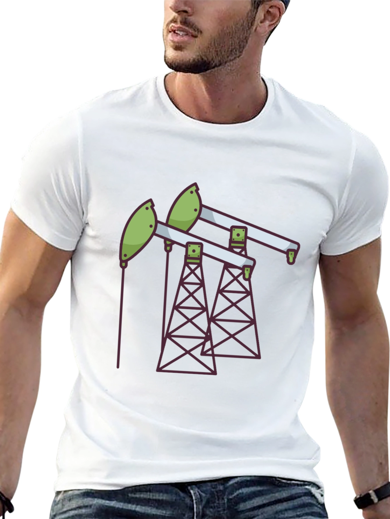 Black Oil Rig T-Shirt - Modern Graphic Tee