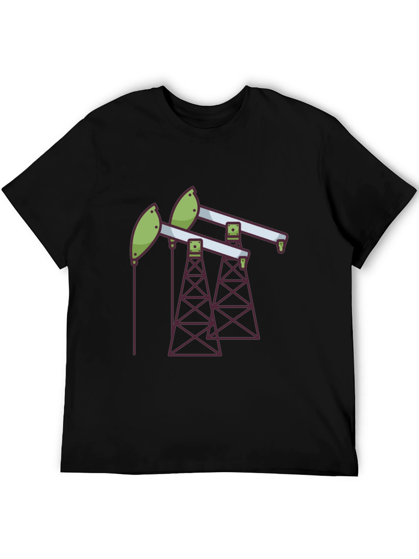 Black Oil Rig T-Shirt - Modern Graphic Tee