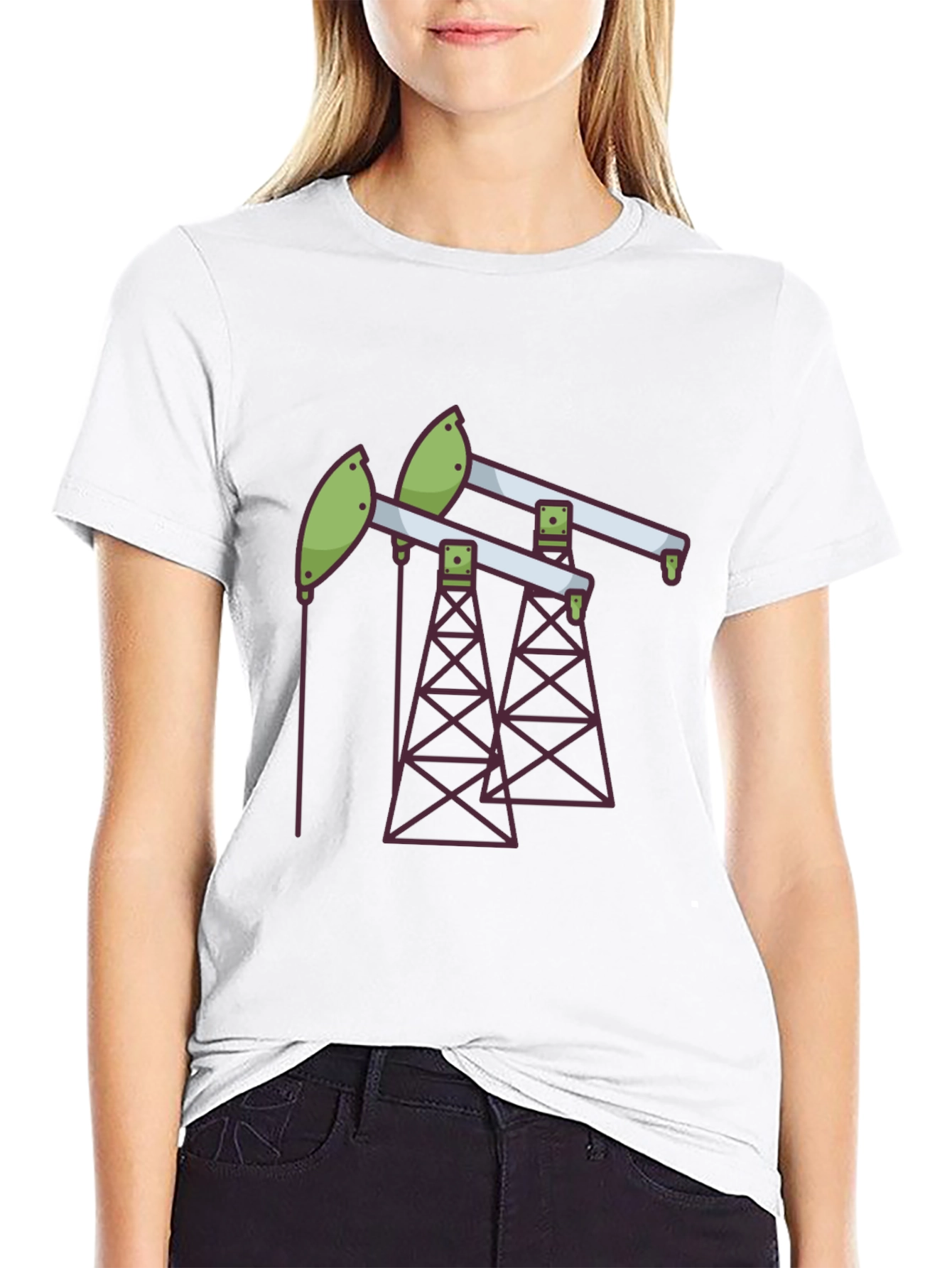 Black Oil Rig T-Shirt - Modern Graphic Tee