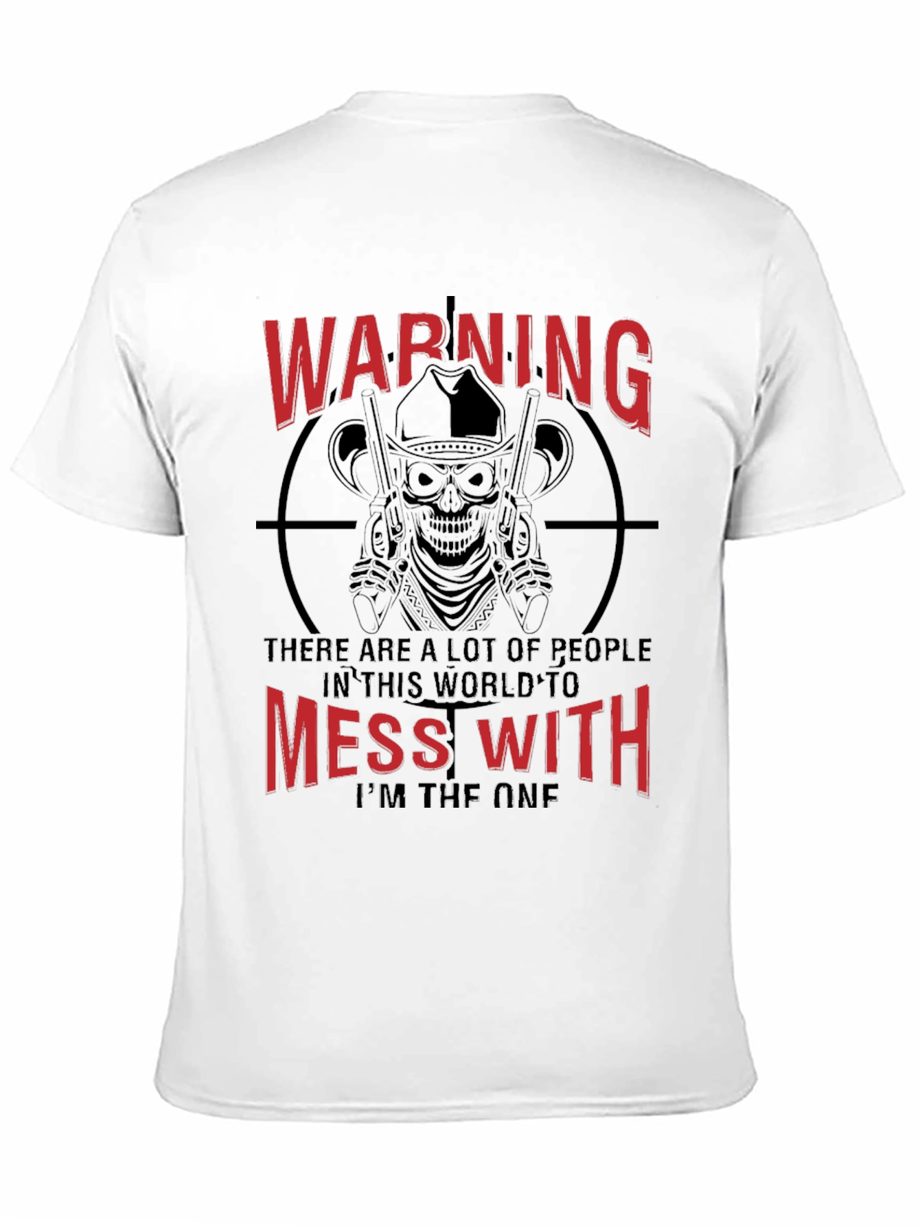 Warning Skull Graphic Tee - Black Cotton