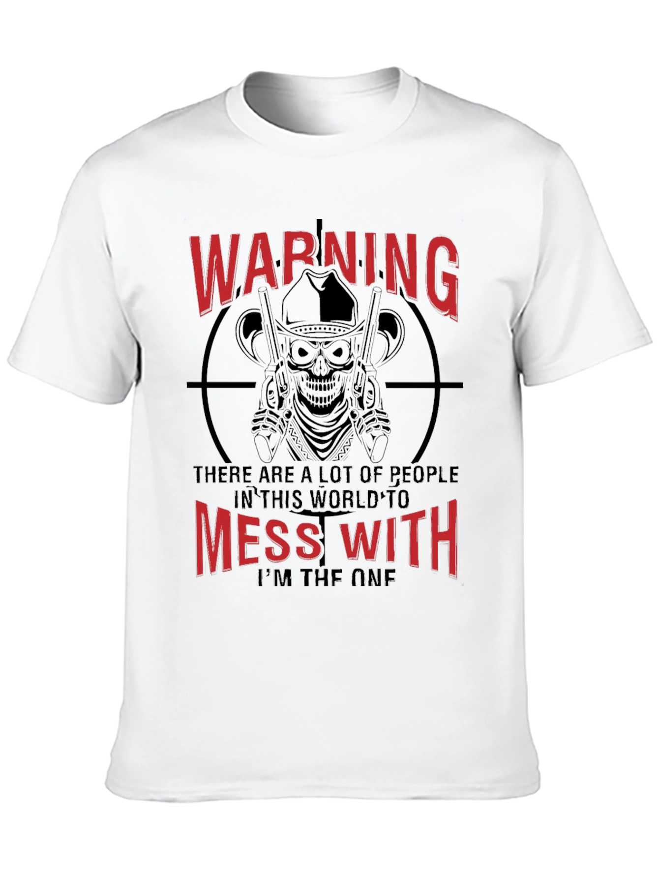 Warning Skull Graphic Tee - Black Cotton