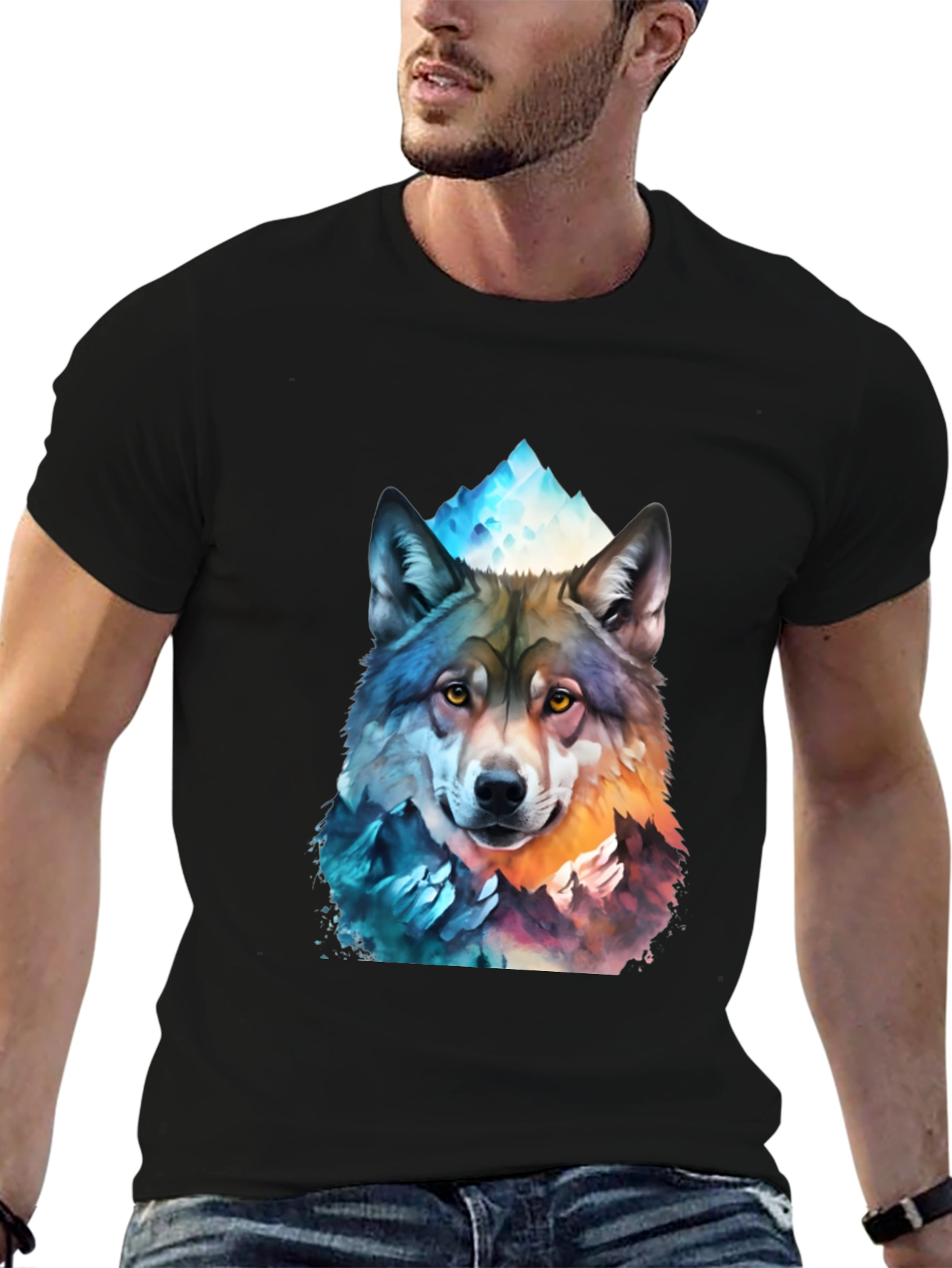 Wolf Mountain Graphic Tee - Mens Black T-Shirt