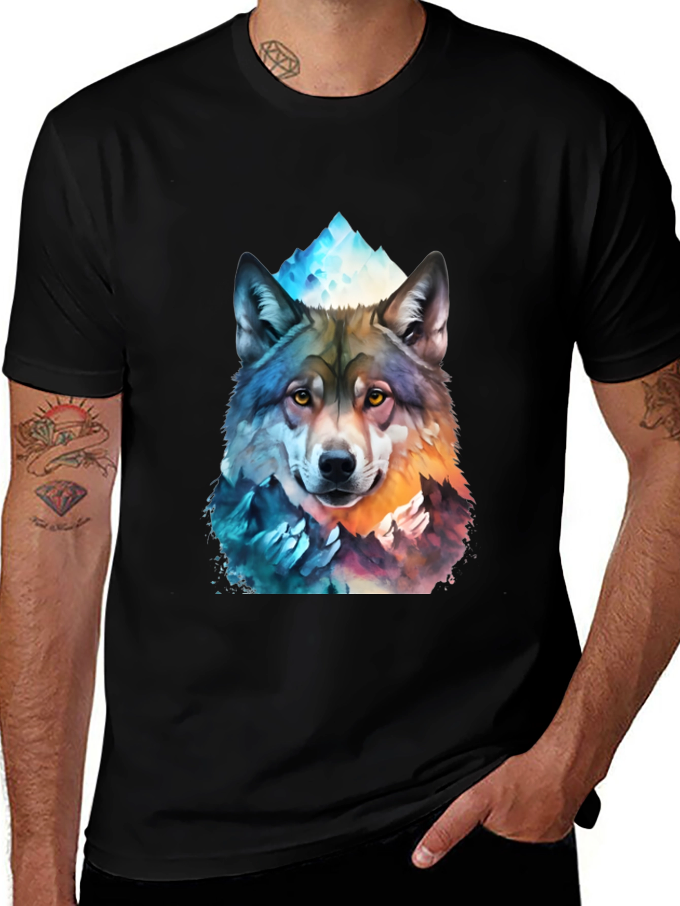 Wolf Mountain Graphic Tee - Mens Black T-Shirt