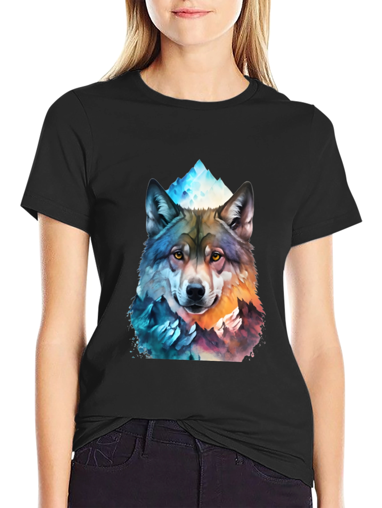 Wolf Mountain Graphic Tee - Mens Black T-Shirt