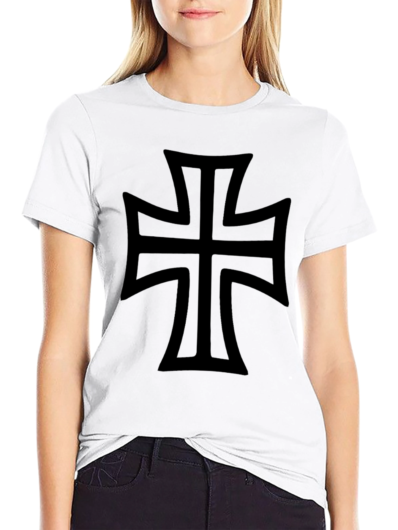 Black Iron Cross Graphic T-Shirt - Classic Design