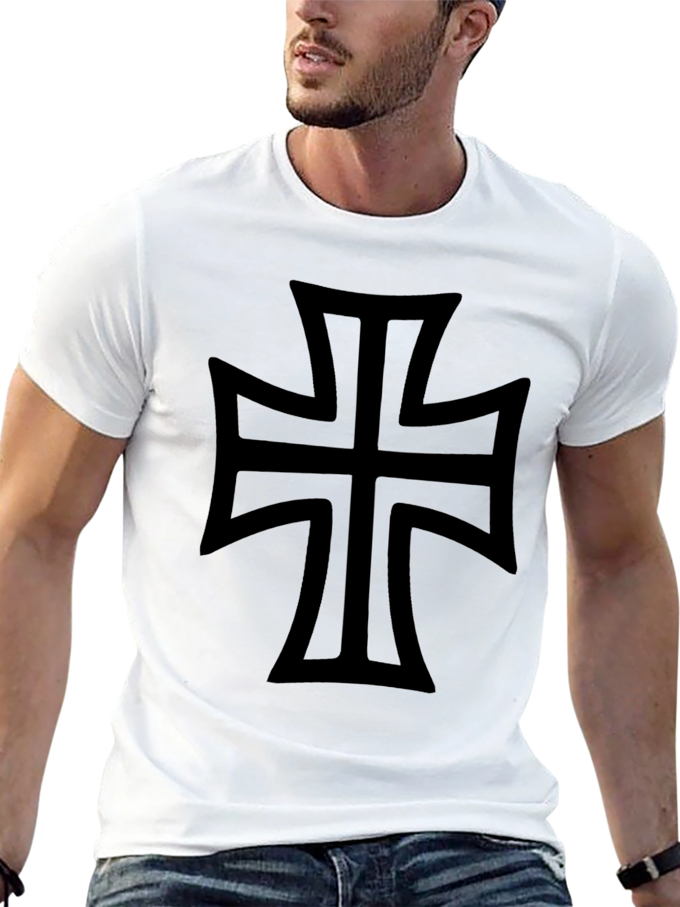 Black Iron Cross Graphic T-Shirt - Classic Design