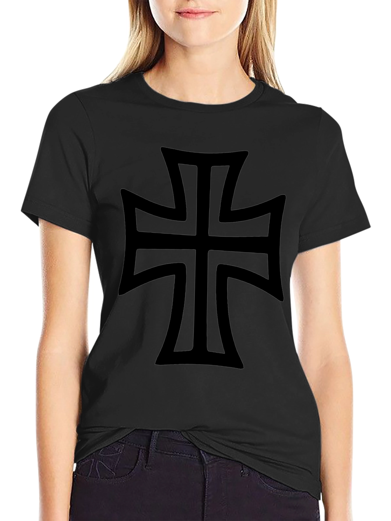Black Iron Cross Graphic T-Shirt - Classic Design