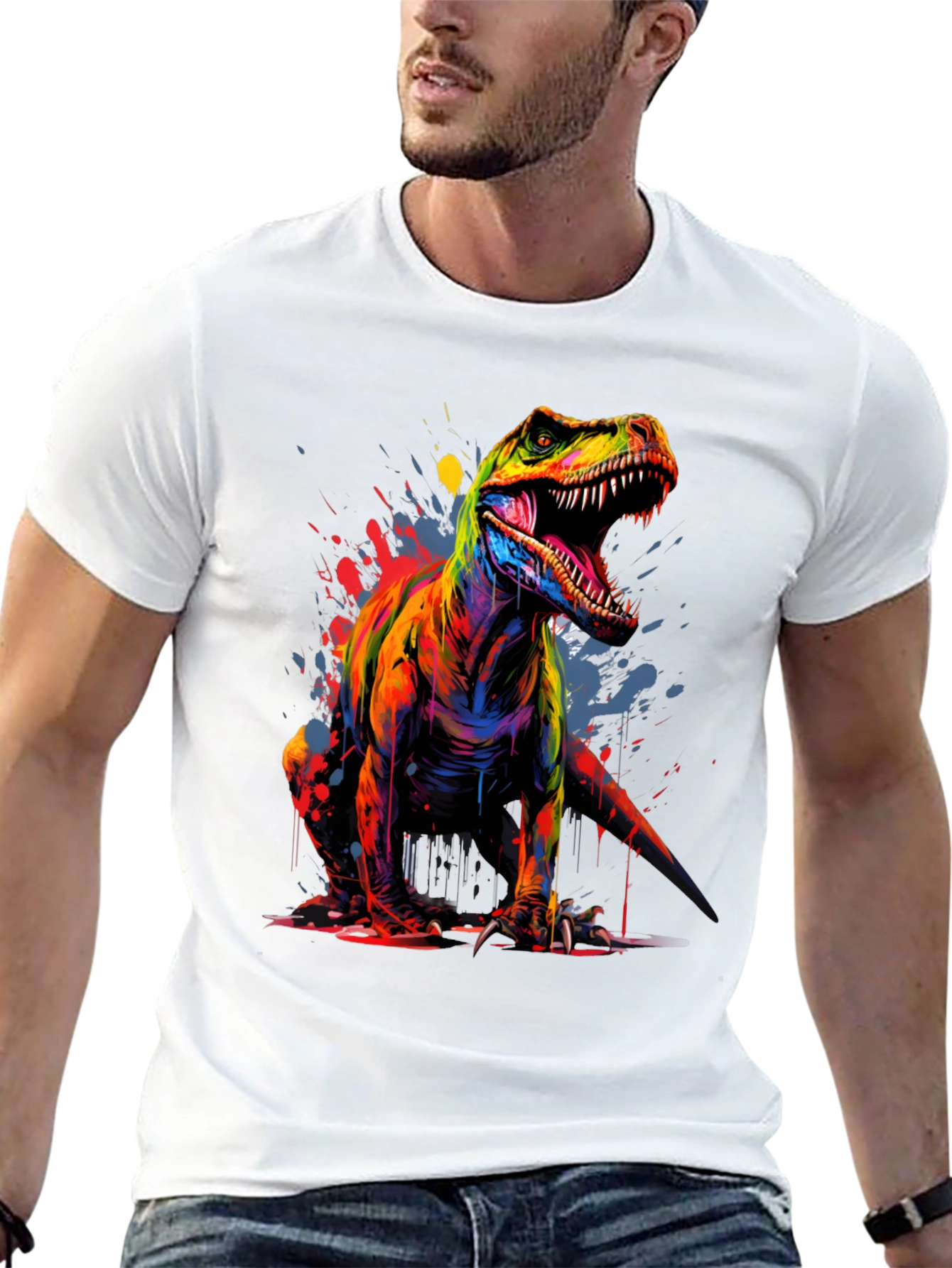 Vibrant T-Rex Graphic Tee - Bold Dinosaur Design