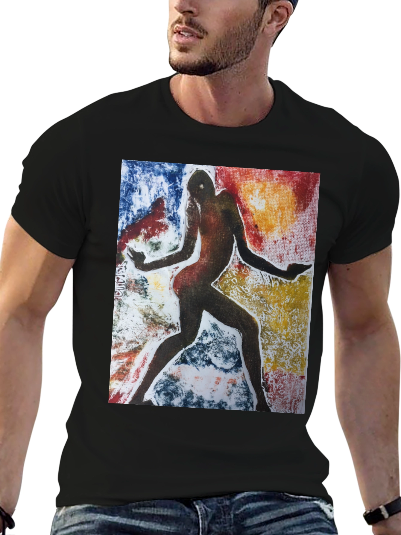 Abstract Figure Graphic Black Tee