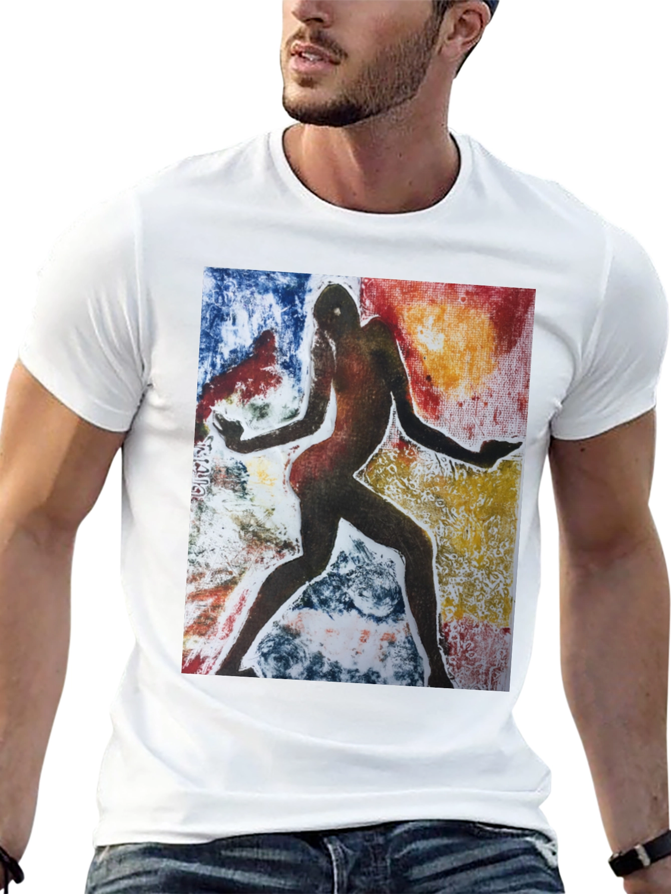 Abstract Figure Graphic Black Tee