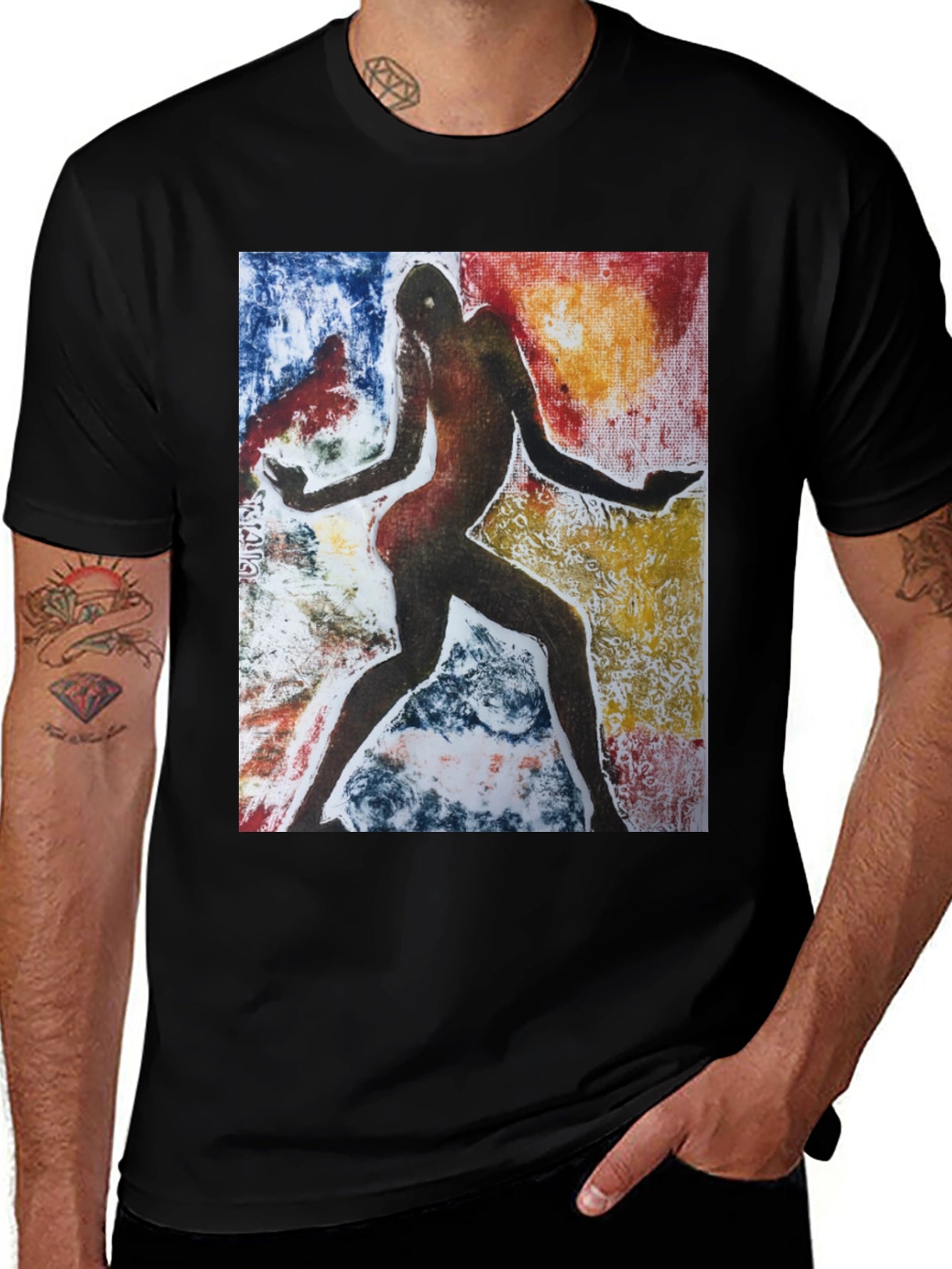 Abstract Figure Graphic Black Tee