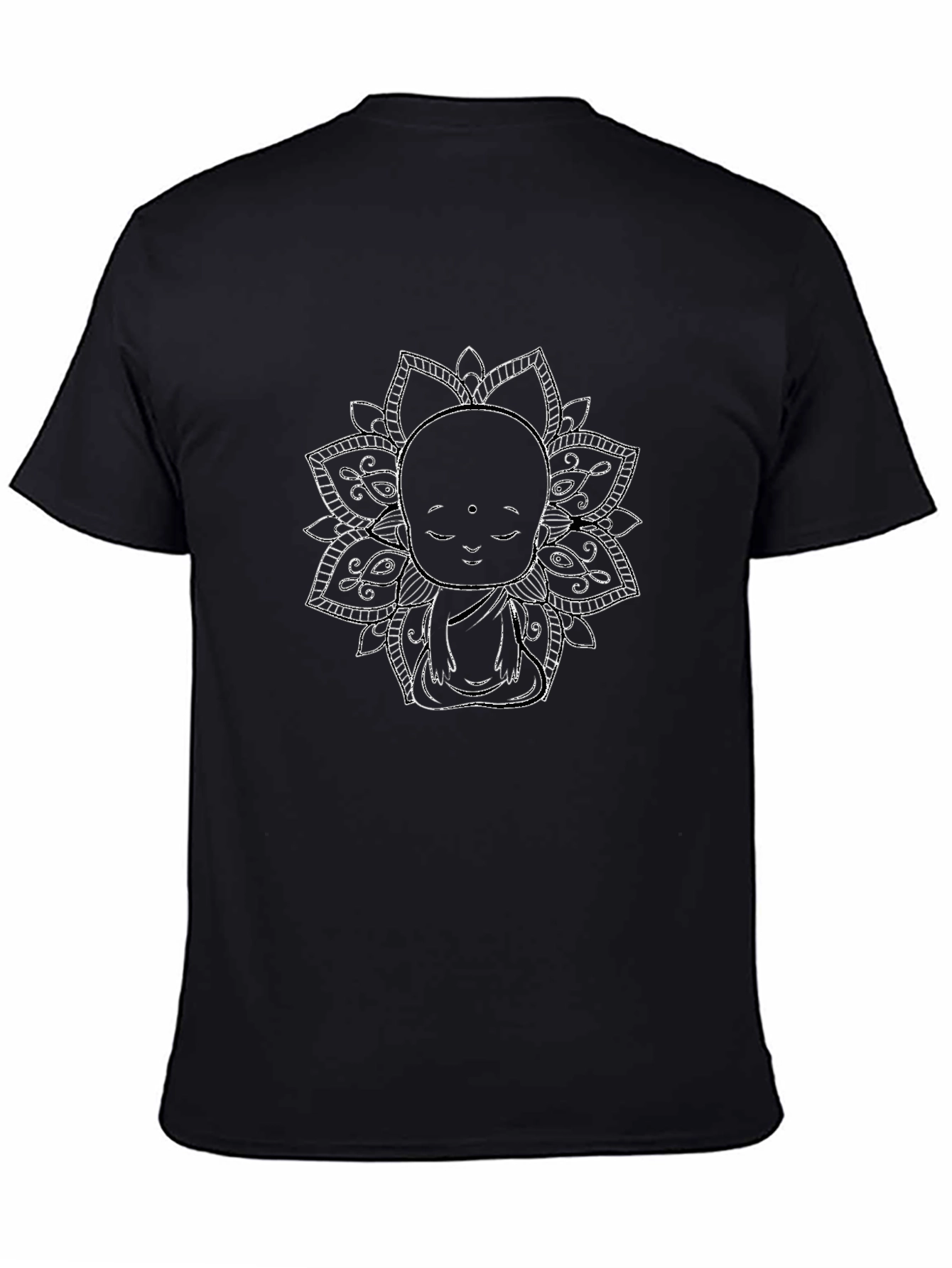 Zen Monk Mandala Graphic Black T-Shirt