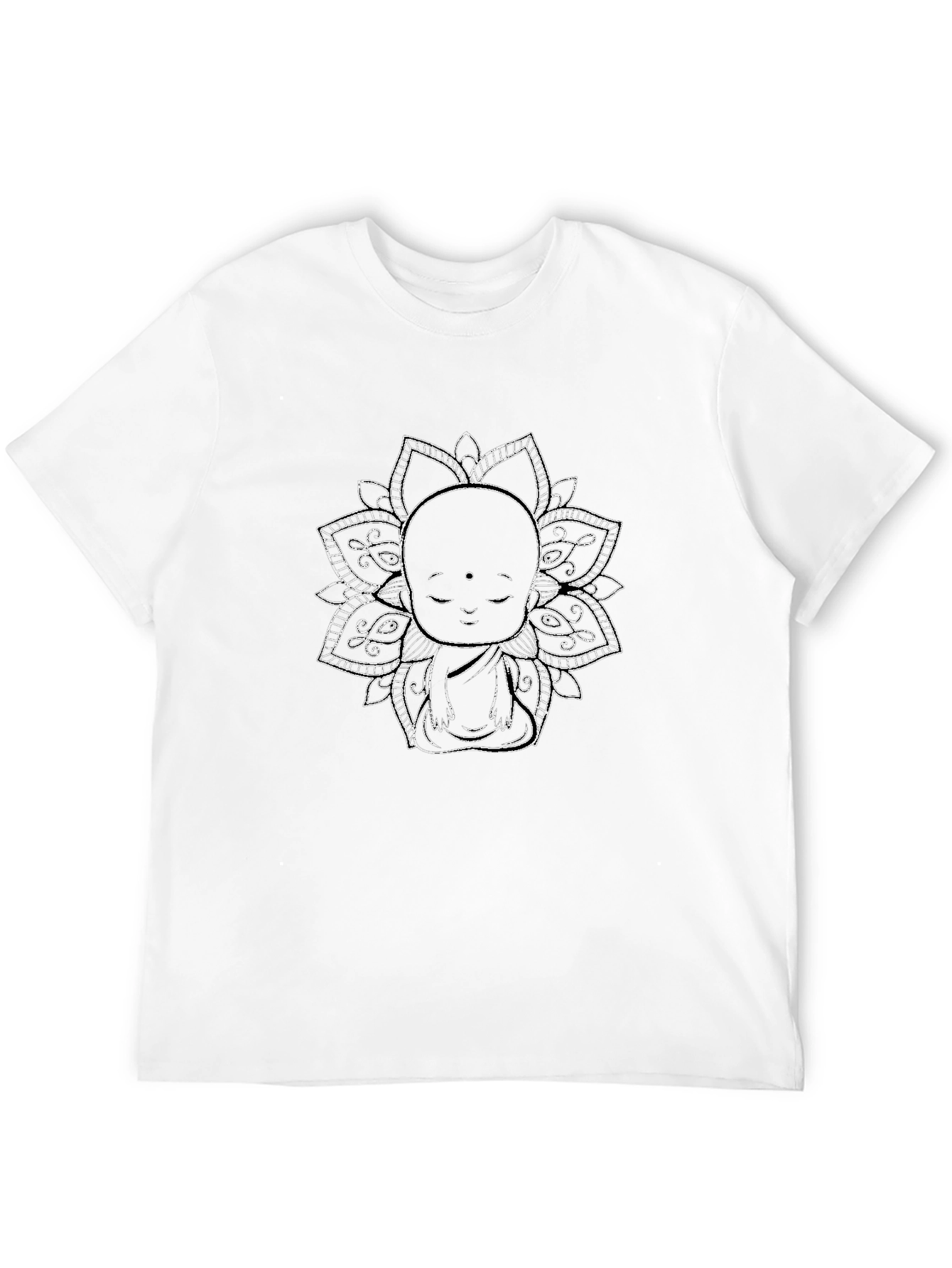 Zen Monk Mandala Graphic Black T-Shirt