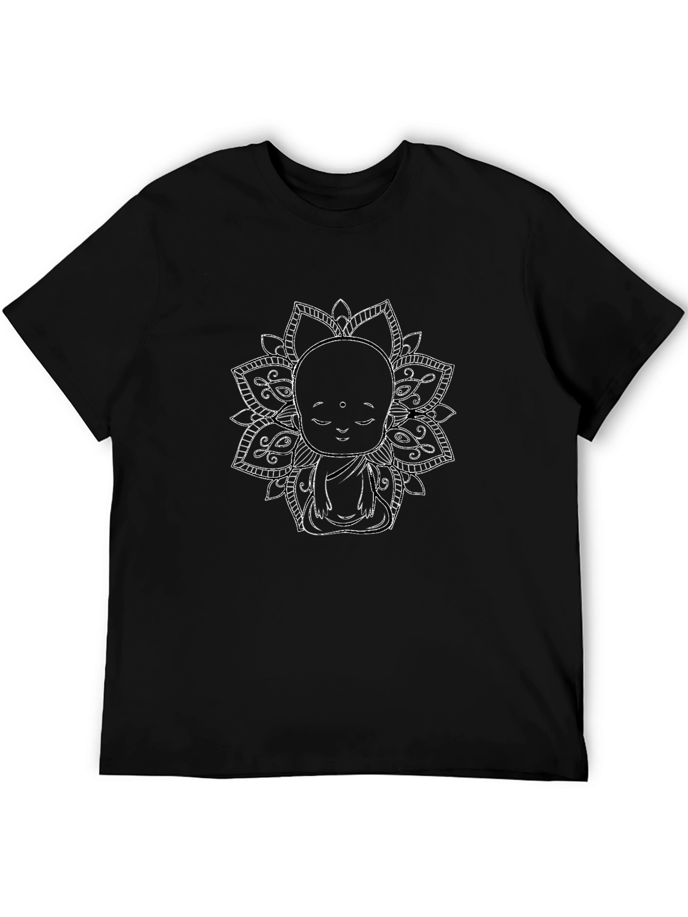 Zen Monk Mandala Graphic Black T-Shirt