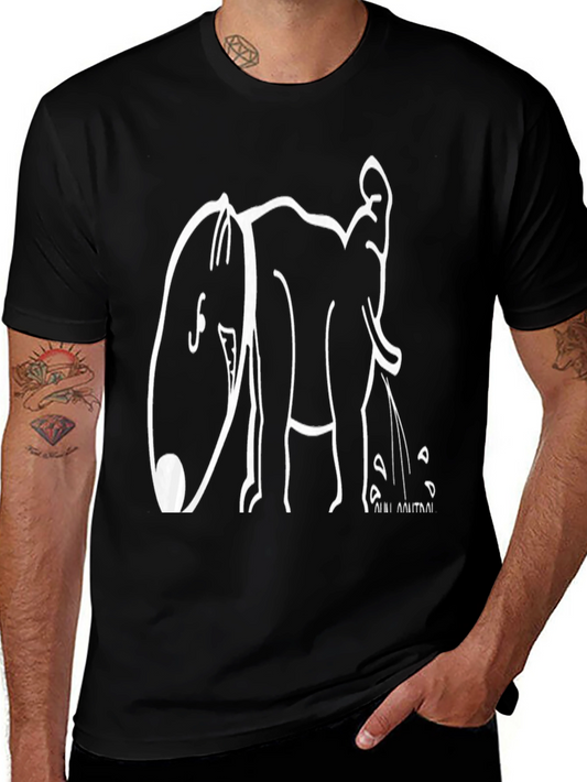 Black Graphic T-Shirt - Elephant Design