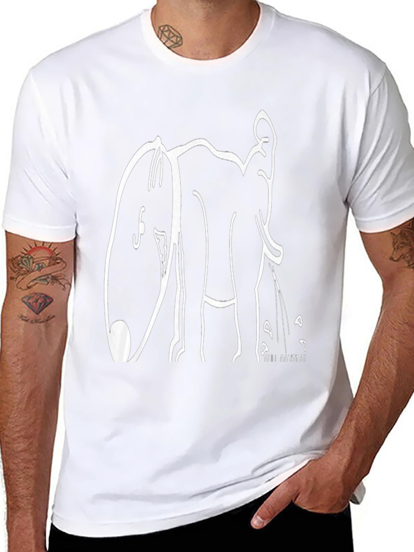 Black Graphic T-Shirt - Elephant Design